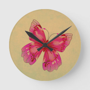 Roze oosterse  vlinderkunst ronde klok