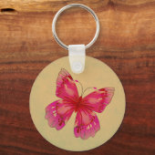 Roze oosterse  vlinderkunst sleutelhanger (Voorkant)