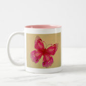 Roze oosterse  vlinderkunst tweekleurige koffiemok (Links)