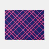 Roze op blauw Tartan Plaid Pattern Design Deurmat (Voorkant)