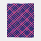 Roze op blauw Tartan Plaid Pattern Design Fleece Deken (Voorkant)