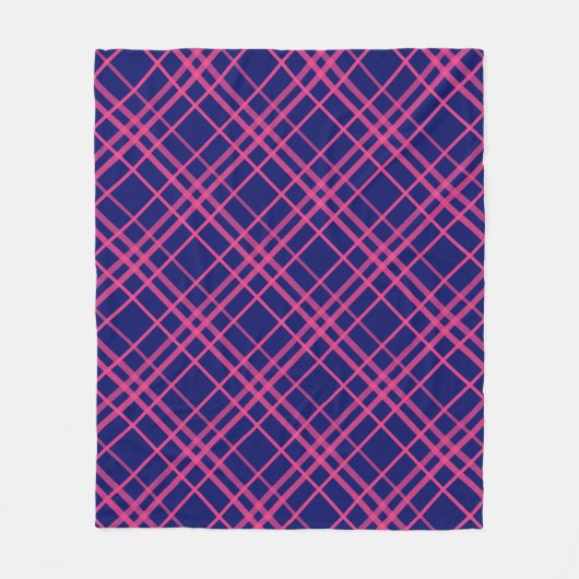 Roze op blauw Tartan Plaid Pattern Design Fleece Deken (Voorkant)