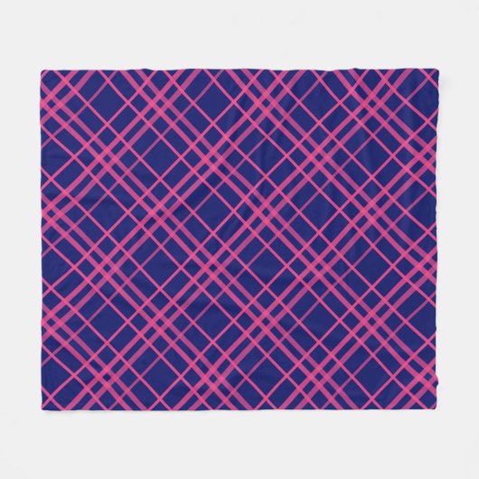 Roze op blauw Tartan Plaid Pattern Design Fleece Deken (Voorkant (Horizontaal))