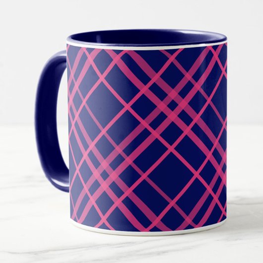 Roze op blauw Tartan Plaid Pattern Design Mok