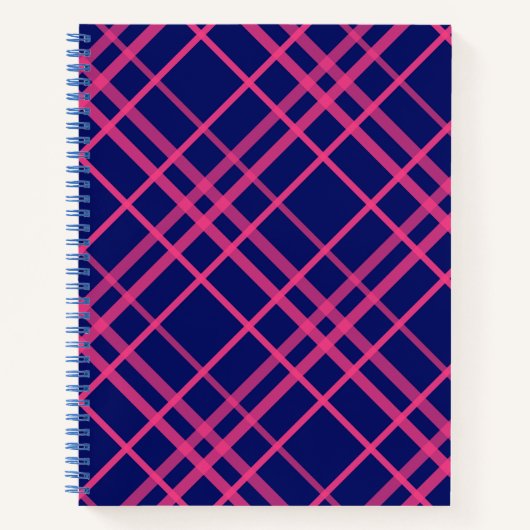 Roze op blauw Tartan Plaid Pattern Design Notitieboek (Voorkant)