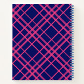 Roze op blauw Tartan Plaid Pattern Design Notitieboek (Achterkant)