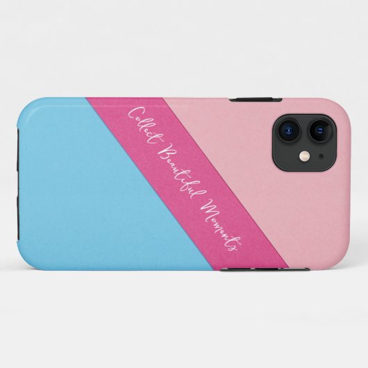 Roze op blauwe achtergrond IPhone Case (Achterkant (horizontaal))