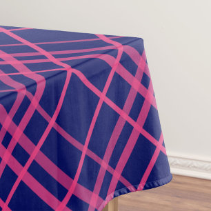 Roze op blauwe geruite lijnen ontwerp tafelkleed