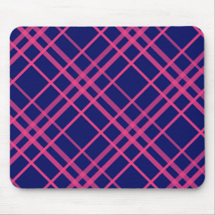 Roze op blauwe ruitjeslijnen ontwerp  muismat