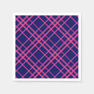 Roze op blauwe ruitjeslijnen ontwerp servet