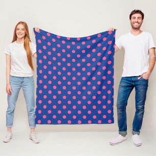 Roze op blauwe stippen patroonontwerp fleece deken