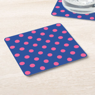 Roze op blauwe stippen patroonontwerp kartonnen onderzetters