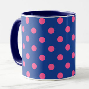 Roze op blauwe stippen patroonontwerp mok
