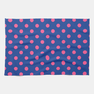 Roze op blauwe stippen patroonontwerp theedoek