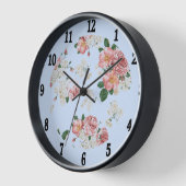 Roze op blauwe Vintage Floral Large Clock (Hoek)