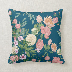 Roze op Blue Blauwgroen Spring Flower Show Pillow  Kussen