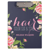 Roze op Blue Flowers Lijst Klembord (Voorkant)