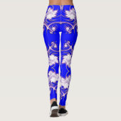 Roze op Blue Fractal Flowers Leggings (Achterkant)
