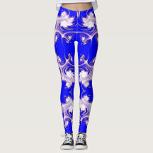 Roze op Blue Fractal Flowers Leggings