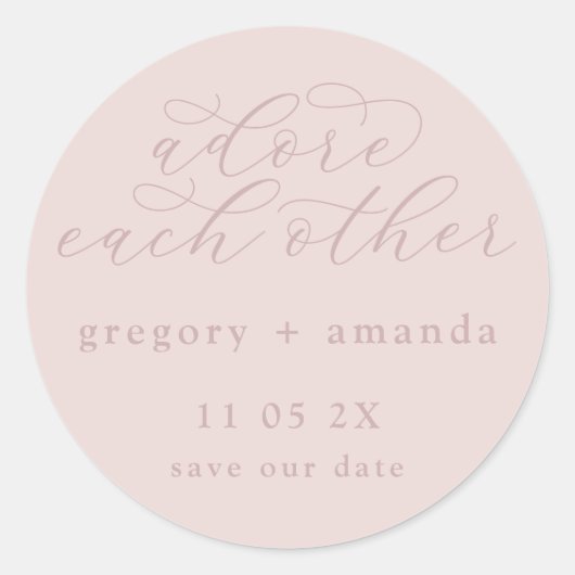 Roze op Blush elegante kalligrafie Lettering Ronde Sticker (Voorkant)
