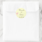 Roze op crème vogel ronde sticker (Tas)