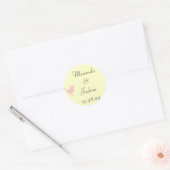 Roze op crème vogel ronde sticker (Envelop)