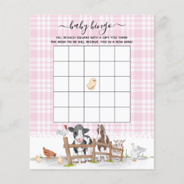 Roze op de boerderij dieren Baby shower bingo spel