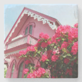 Roze op de Roze - Martha's wijngaard Stenen Onderzetter (Voorkant)