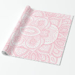 Roze op de witte tribale Mandala Cadeaupapier<br><div class="desc">Elegant roze op verwisselbare witte achtergrond   stammenbinding. Koel voor de bruiloft en elke elegante gelegenheid.</div>