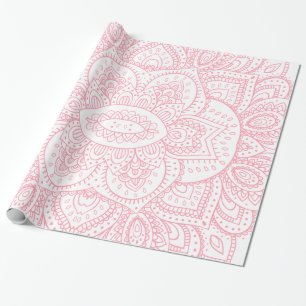 Roze op de witte tribale Mandala Cadeaupapier