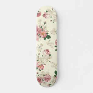 Roze op geel Vintage  Persoonlijk Skateboard