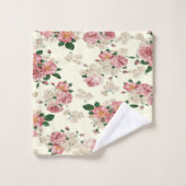 Roze op Gele  Floral Bad Handdoek (Wasdoekje)