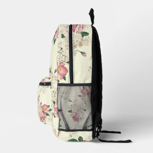 Roze op Gele  Floral Bedrukte Rugzak (Rechts)