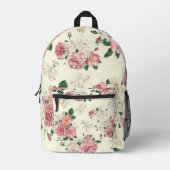 Roze op Gele  Floral Bedrukte Rugzak (Voorkant)