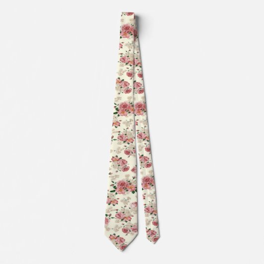 Roze op Gele Floral Stropdas (Voorkant)