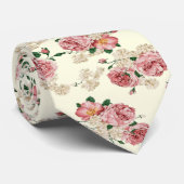 Roze op Gele Floral Stropdas (Opgerold)