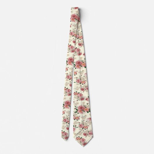 Roze op Gele  Floral Stropdas (Achterkant)