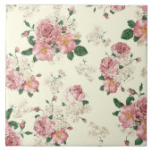 Roze op Gele  Floral Tegeltje (Voorkant)