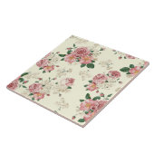 Roze op Gele  Floral Tegeltje (Zijkant)