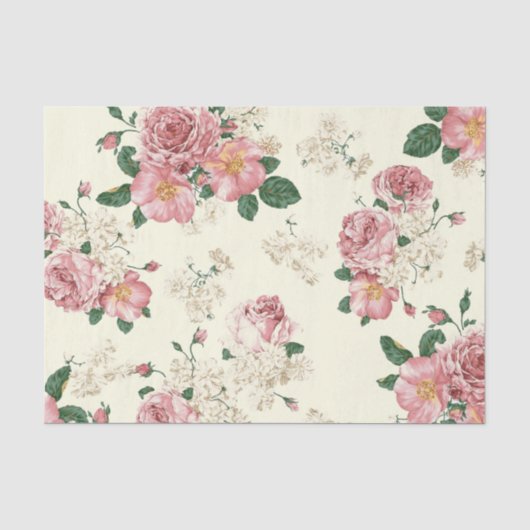 Roze op Gele Floral Tissuepapier (Voorkant)
