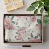 Roze op Gele Floral Tissuepapier (Geschenk)