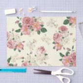 Roze op Gele Floral Tissuepapier (Craft)
