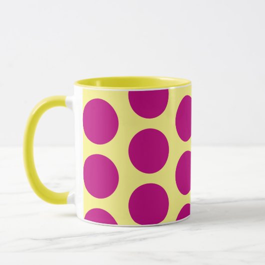 Roze op Gele Polka Dot Art Mok Cup (Links)