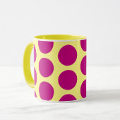 Roze op Gele Polka Dot Art Mok Cup (Voorkant links)