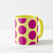 Roze op Gele Polka Dot Art Mok Cup (Voorkant rechts)