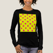 Roze op gele stippen patroonontwerp Tri-Blend shirt (Voorkant)