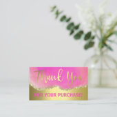 Roze op Gold Foil agate Hartelijk dank. Visitekaartje (Staand voorkant)