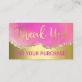 Roze op Gold Foil agate Hartelijk dank. Visitekaartje (Voorkant)