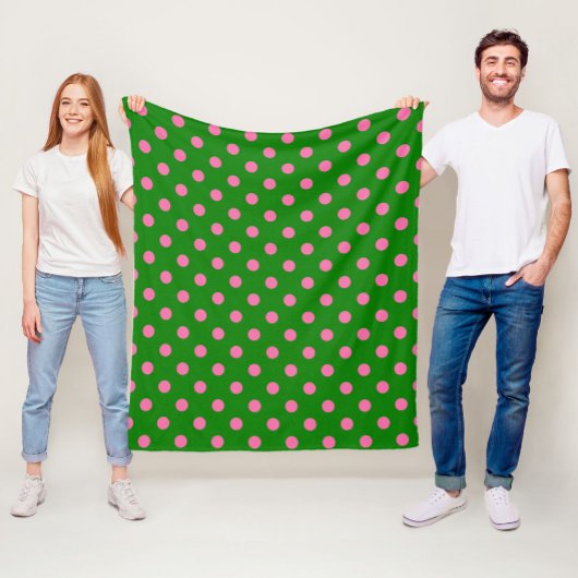 Roze op groen stippelpatroonontwerp fleece deken