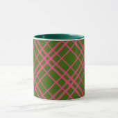 Roze op groen Tartan Plaid Pattern Design Mok (Midden)